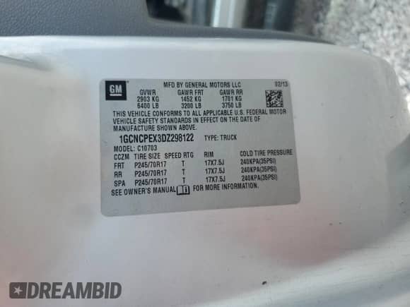 2013 Chevrolet Silverado 1500 Work Truck z VIN 1GCNCPEX3DZ298122, wystawiony jako Copart lot #68362695 z przebiegiem 240 563 mil mil oraz Szkoda całkowita • Salvage title. Historia ofert i sprzedaży dostępna na DreamBid. Obrazek 12.