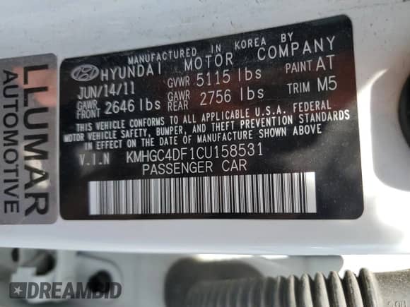 2012 Hyundai Genesis 4.6L с VIN KMHGC4DF1CU158531, выставлен на аукционе Copart как лот 61757965 с пробегом 135 298 миль миль и Списание • Salvage title. История ставок и продаж доступна на DreamBid. Изображение 12.