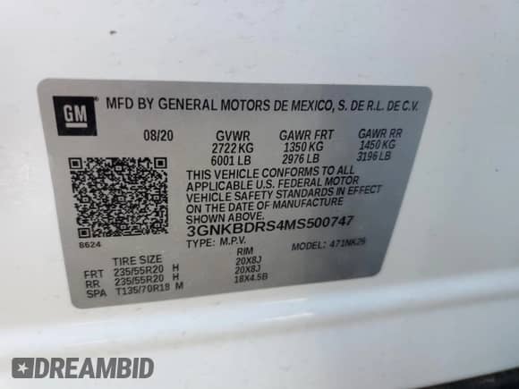 2021 Chevrolet Blazer LT с VIN 3GNKBDRS4MS500747, выставлен на аукционе Copart как лот 52536055 с пробегом 16 475 миль миль и Списание • Salvage title. История ставок и продаж доступна на DreamBid. Изображение 14.