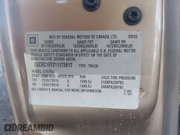 2001 Chevrolet Silverado 1500 LS с VIN 2GCEC19T211172617, выставлен на аукционе IAAI как лот 43300278 с пробегом 246 204 миль миль и . История ставок и продаж доступна на DreamBid. Изображение 9.