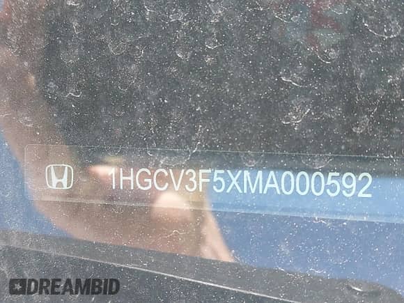 2021 Honda Accord EX-L с VIN 1HGCV3F5XMA000592, выставлен на аукционе IAAI как лот 42096855 с пробегом 54 151 миль миль и . История ставок и продаж доступна на DreamBid. Изображение 9.