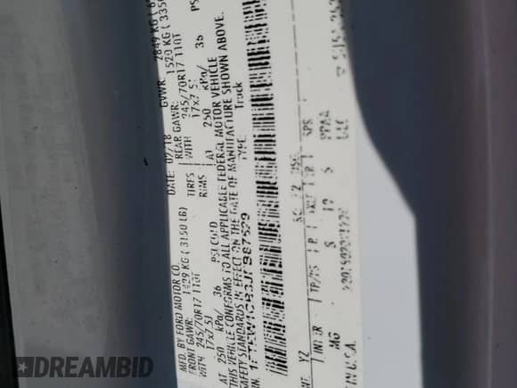 2018 Ford F-150 XL с VIN 1FTEW1CB3JFB87529, выставлен на аукционе Copart как лот 86129335 с пробегом 254 174 миль миль и Чистый • Clean title. История ставок и продаж доступна на DreamBid. Изображение 12.