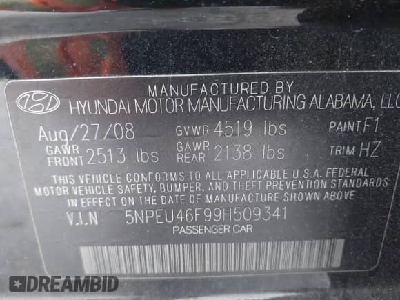 2009 Hyundai Sonata Limited с VIN 5NPEU46F99H509341, выставлен на аукционе IAAI как лот 43016705 с пробегом 214 676 миль миль и . История ставок и продаж доступна на DreamBid. Изображение 9.