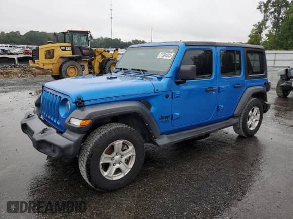 2021 Jeep Wrangler Unlimited Willys Sport with VIN 1C4HJXDG4MW786551, listed as a Copart auction lot 71394445 with 71,117 mi miles and Salvage title. Bid and sale history available at DreamBid. Image 1.