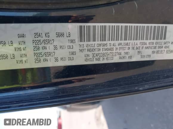 2017 Dodge Journey SXT with VIN 3C4PDDBG5HT512744, listed as a IAAI auction lot 43108468 with 124,394 mi miles and . Bid and sale history available at DreamBid. Image 9.