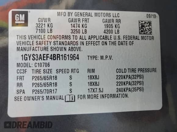 2011 Cadillac Escalade with VIN 1GYS3AEF4BR161964, listed as a Copart auction lot 83394334 with 147,525 mi miles and Salvage title. Bid and sale history available at DreamBid. Image 15.