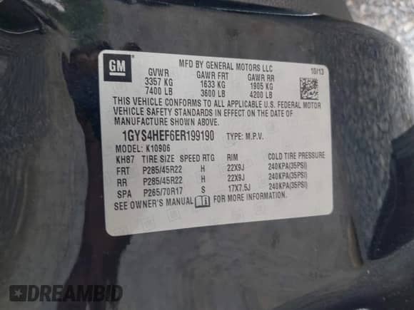 2014 Cadillac Escalade ESV Luxury с VIN 1GYS4HEF6ER199190, выставлен на аукционе IAAI как лот 42365693 с пробегом 144 875 миль миль и . История ставок и продаж доступна на DreamBid. Изображение 9.