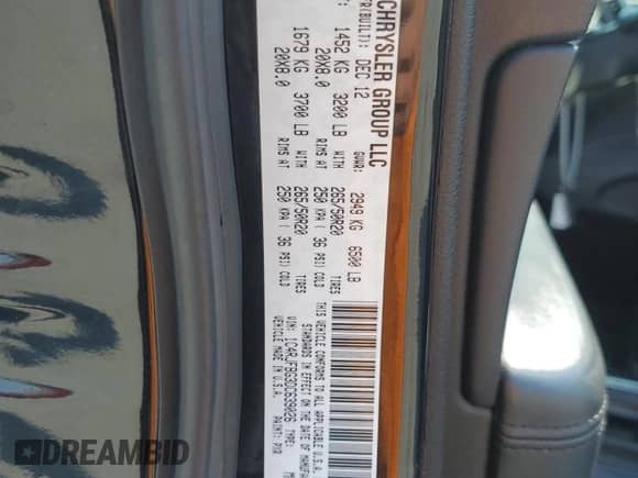 2013 Jeep Grand Cherokee Limited с VIN 1C4RJFBG3DC639026, выставлен на аукционе Copart как лот 70835445 с пробегом 129 695 миль миль и Списание • Salvage title. История ставок и продаж доступна на DreamBid. Изображение 12.