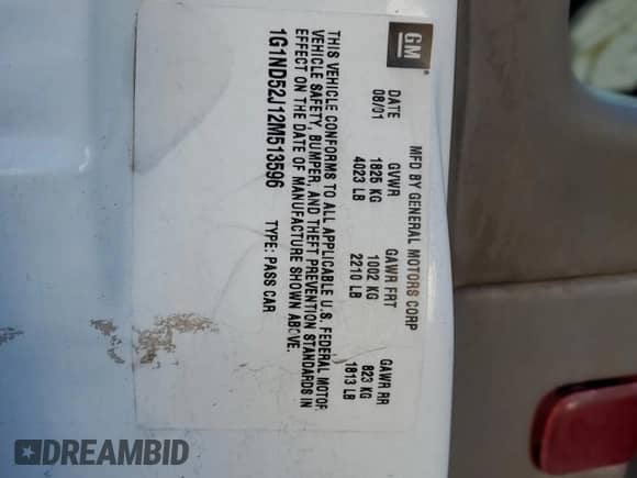 2002 Chevrolet Malibu с VIN 1G1ND52J12M513596, выставлен на аукционе Copart как лот 79084393 с пробегом 175 976 миль миль и Списание • Salvage title. История ставок и продаж доступна на DreamBid. Изображение 14.