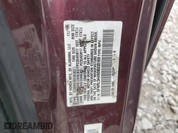 2013 Honda Odyssey EX z VIN 5FNRL5H49DB030169, wystawiony jako Copart lot #65291495 z przebiegiem 231 713 mil mil oraz Czysty tytuł • Clean title. Historia ofert i sprzedaży dostępna na DreamBid. Obrazek 13.