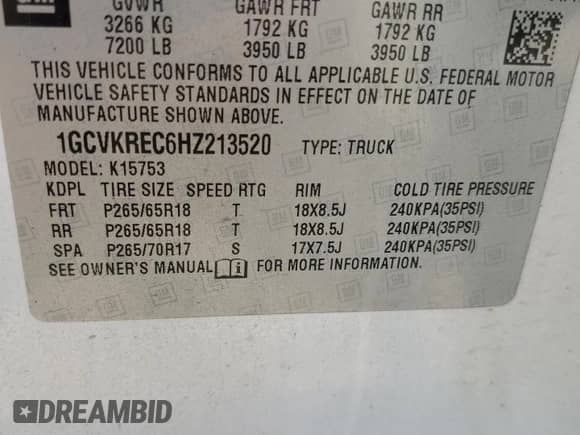 2017 Chevrolet Silverado 1500 LT z VIN 1GCVKREC6HZ213520, wystawiony jako Copart lot #68184645 z przebiegiem 102 460 mil mil oraz Szkoda całkowita • Salvage title. Historia ofert i sprzedaży dostępna na DreamBid. Obrazek 14.