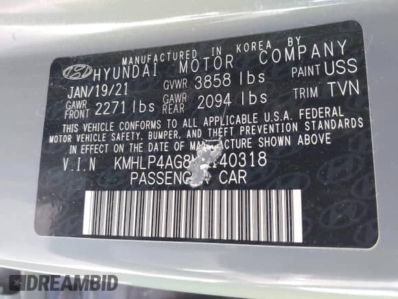 2021 Hyundai Elantra Limited с VIN KMHLP4AG8MU140318, выставлен на аукционе IAAI как лот 42941786 с пробегом 57 994 миль миль и . История ставок и продаж доступна на DreamBid. Изображение 9.