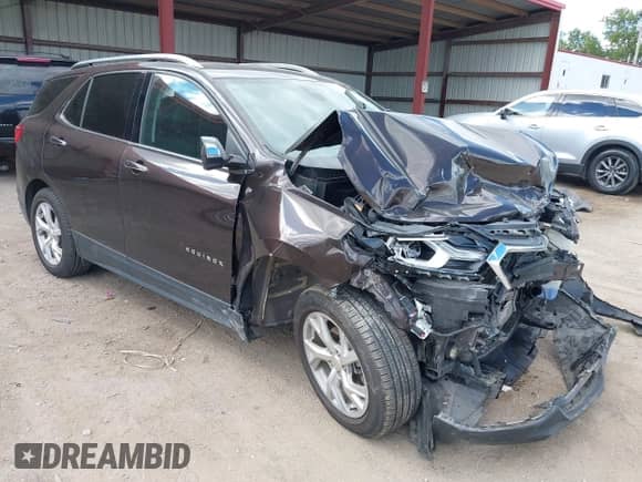 2020 Chevrolet Equinox Premier with VIN 2GNAXXEV9L6180188, listed as a IAAI auction lot 43163158 with 61,624 mi miles and . Bid and sale history available at DreamBid. Image 1.