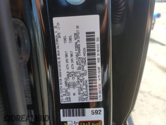 2024 Toyota Tacoma TRD Off Road with VIN 3TMLB5JN1RM085942, listed as a Copart auction lot 64483585 with 1,975 mi miles and Salvage title. Bid and sale history available at DreamBid. Image 12.