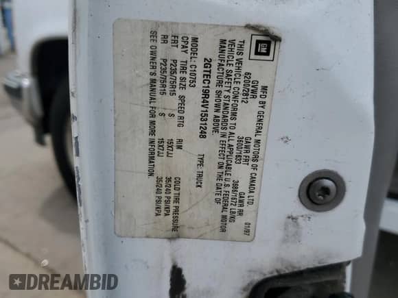 1997 GMC Sierra 1500 z VIN 2GTEC19R4V1531248, wystawiony jako Copart lot #48928755 z przebiegiem 172 164 mil mil oraz Szkoda całkowita • Salvage title. Historia ofert i sprzedaży dostępna na DreamBid. Obrazek 12.