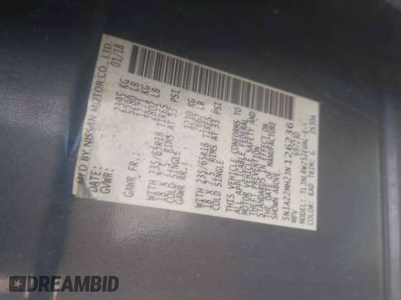 2018 Nissan Murano Platinum z VIN 5N1AZ2MH2JN126236, wystawiony jako IAAI lot #41924870 z przebiegiem 105 736 mil mil oraz . Historia ofert i sprzedaży dostępna na DreamBid. Obrazek 9.