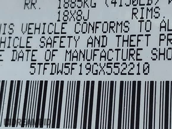 2016 Toyota Tundra SR5 z VIN 5TFDW5F19GX552210, wystawiony jako IAAI lot #43341232 z przebiegiem 173 672 mil mil oraz . Historia ofert i sprzedaży dostępna na DreamBid. Obrazek 9.