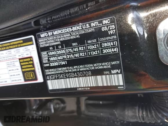 2025 Mercedes-Benz GLS 450 с VIN 4JGFF5KE9SB430708, выставлен на аукционе Copart как лот 67084235 с пробегом 3 миль миль и Чистый • Clean title. История ставок и продаж доступна на DreamBid. Изображение 13.