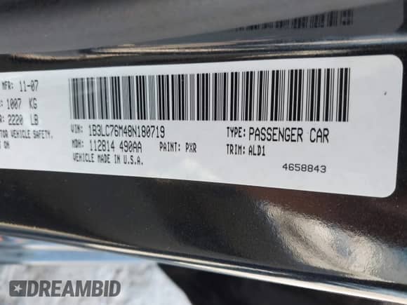 2008 Dodge Avenger R/T с VIN 1B3LC76M48N180719, выставлен на аукционе IAAI как лот 43021480 с пробегом 170 072 миль миль и . История ставок и продаж доступна на DreamBid. Изображение 9.