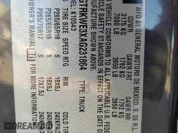 2010 GMC Sierra 1500 SLT z VIN 3GTRKWE3XAG231864, wystawiony jako Copart lot #66682045 z przebiegiem 213 400 mil mil oraz Szkoda całkowita • Salvage title. Historia ofert i sprzedaży dostępna na DreamBid. Obrazek 12.