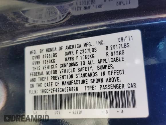 2012 Honda Accord LX Premium с VIN 1HGCP2F42CA028896, выставлен на аукционе Copart как лот 86888115 с пробегом 202 035 миль миль и Списание • Salvage title. История ставок и продаж доступна на DreamBid. Изображение 13.