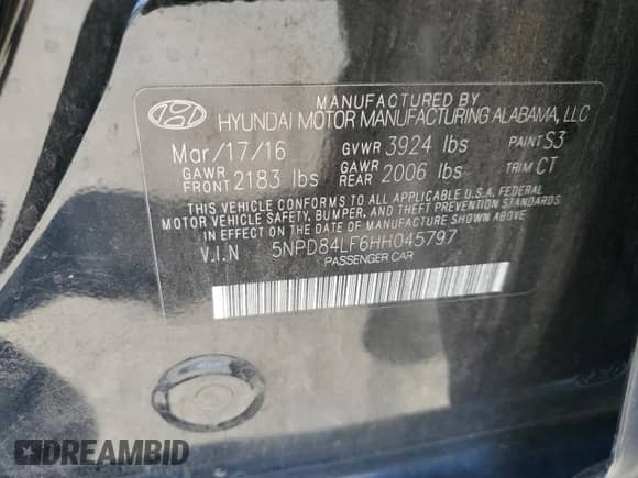2017 Hyundai Elantra Limited с VIN 5NPD84LF6HH045797, выставлен на аукционе Copart как лот 61501505 с пробегом 118 642 миль миль и Списание • Salvage title. История ставок и продаж доступна на DreamBid. Изображение 12.