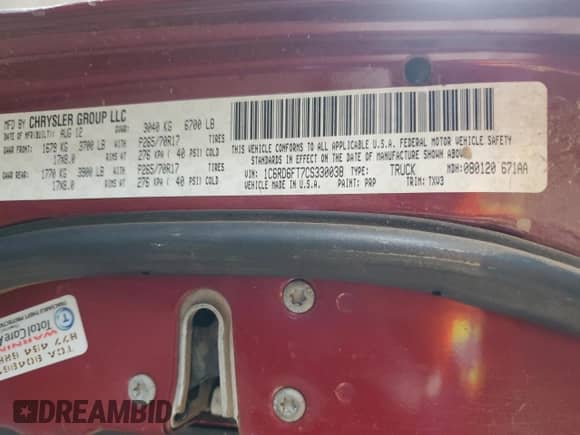 2012 Ram 1500 Express с VIN 1C6RD6FT7CS330038, выставлен на аукционе Copart как лот 69457865 с пробегом 192 495 миль миль и Чистый • Clean title. История ставок и продаж доступна на DreamBid. Изображение 12.