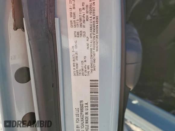 2023 Jeep Wrangler Sport z VIN 1C4HJXAG2PW650279, wystawiony jako Copart lot #80876745 z przebiegiem 10 349 mil mil oraz Szkoda całkowita • Salvage title. Historia ofert i sprzedaży dostępna na DreamBid. Obrazek 12.