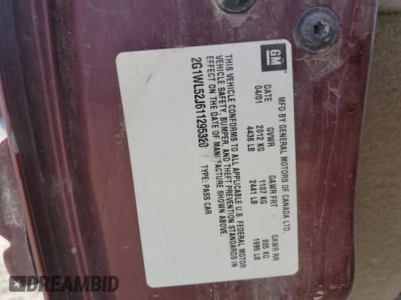 2001 Chevrolet Lumina с VIN 2G1WL52J611295320, выставлен на аукционе Copart как лот 57032095 с пробегом 119 092 миль миль и Списание • Salvage title. История ставок и продаж доступна на DreamBid. Изображение 12.