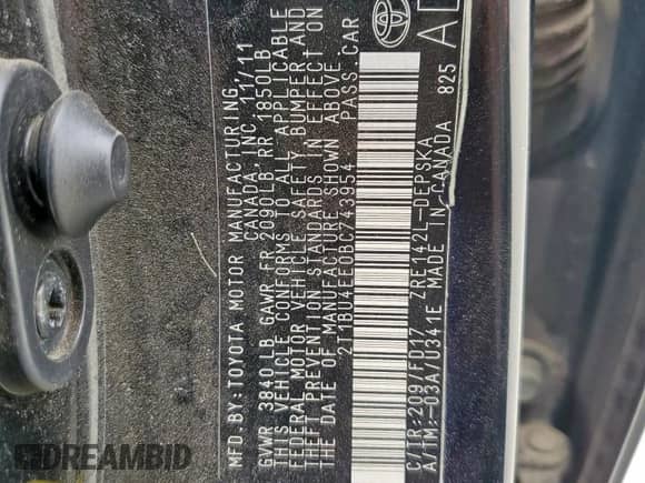 2011 Toyota Corolla L с VIN 2T1BU4EE0BC743954, выставлен на аукционе Copart как лот 69656955 с пробегом 141 306 миль миль и Списание • Salvage title. История ставок и продаж доступна на DreamBid. Изображение 12.