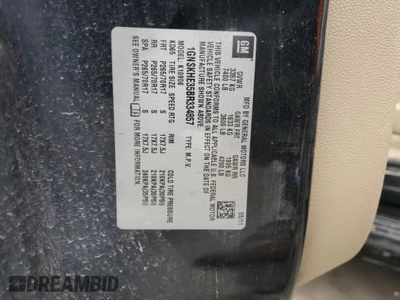 2011 Chevrolet Suburban LS with VIN 1GNSKHE35BR334857, listed as a Copart auction lot 51101415 with 284,420 mi miles and Non repairable. Bid and sale history available at DreamBid. Image 12.