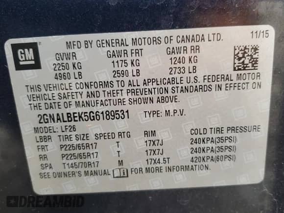 2016 Chevrolet Equinox LS with VIN 2GNALBEK5G6189531, listed as a Copart auction lot 85892925 with 34,765 mi miles and Salvage title. Bid and sale history available at DreamBid. Image 13.