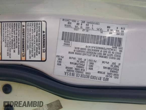 2002 Ford Explorer Limited с VIN 1FMZU75W82ZA41410, выставлен на аукционе IAAI как лот 41707136 с пробегом 245 391 миль миль и . История ставок и продаж доступна на DreamBid. Изображение 9.