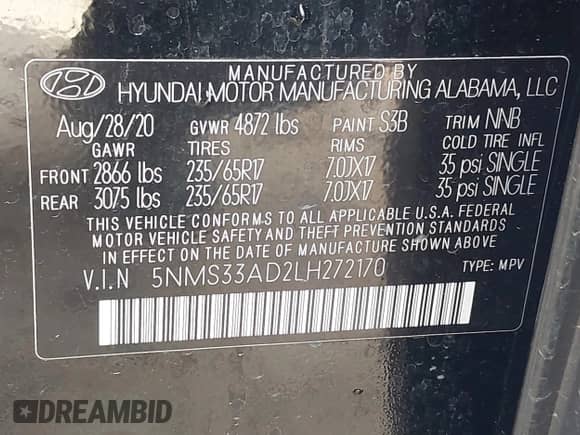 2020 Hyundai Santa Fe SEL с VIN 5NMS33AD2LH272170, выставлен на аукционе IAAI как лот 43419408 с пробегом 64 603 миль миль и . История ставок и продаж доступна на DreamBid. Изображение 9.
