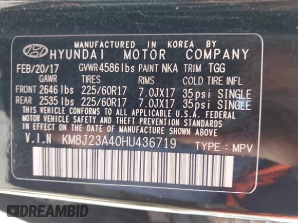 2017 Hyundai Tucson SE с VIN KM8J23A40HU436719, выставлен на аукционе IAAI как лот 42897324 с пробегом 202 098 миль миль и . История ставок и продаж доступна на DreamBid. Изображение 9.