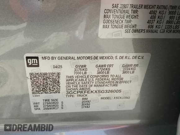 2025 Chevrolet Silverado 1500 LT Trail Boss с VIN 3GCPKFEKXSG326005, выставлен на аукционе Copart как лот 71413595 с пробегом 4 231 миль миль и Списание • Salvage title. История ставок и продаж доступна на DreamBid. Изображение 12.