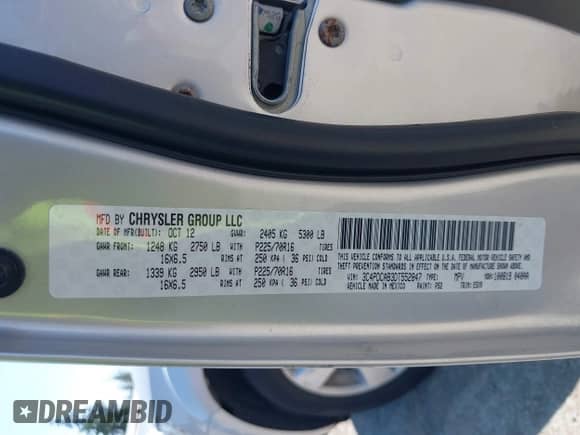 2013 Dodge Journey SE z VIN 3C4PDCAB3DT552847, wystawiony jako IAAI lot #42409901 z przebiegiem 97 482 mil mil oraz . Historia ofert i sprzedaży dostępna na DreamBid. Obrazek 9.