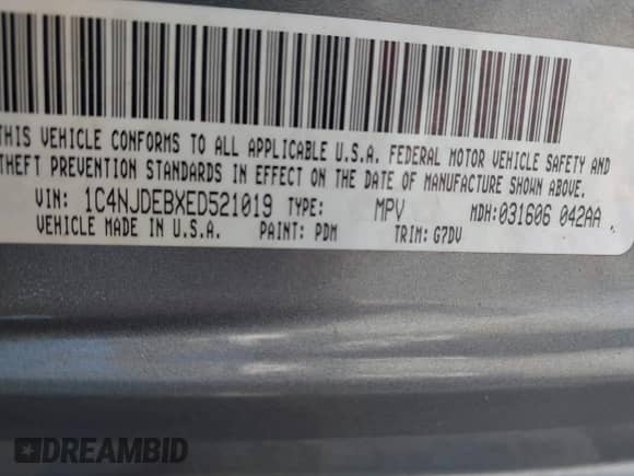 2014 Jeep Compass Latitude с VIN 1C4NJDEBXED521019, выставлен на аукционе IAAI как лот 43394014 с пробегом 101 371 миль миль и . История ставок и продаж доступна на DreamBid. Изображение 9.