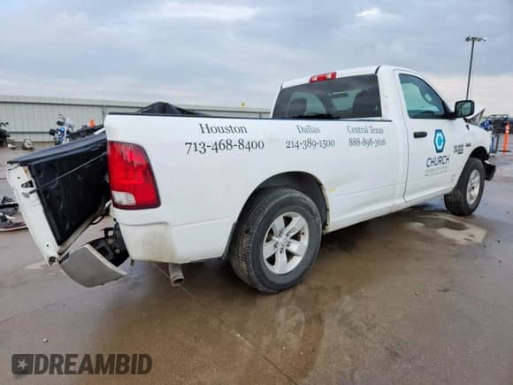 2019 Ram 1500 Tradesman with VIN 3C6JR6DT0KG560950, listed as a Copart auction lot 63824615 with 107,474 mi miles and Salvage title. Bid and sale history available at DreamBid. Image 3.