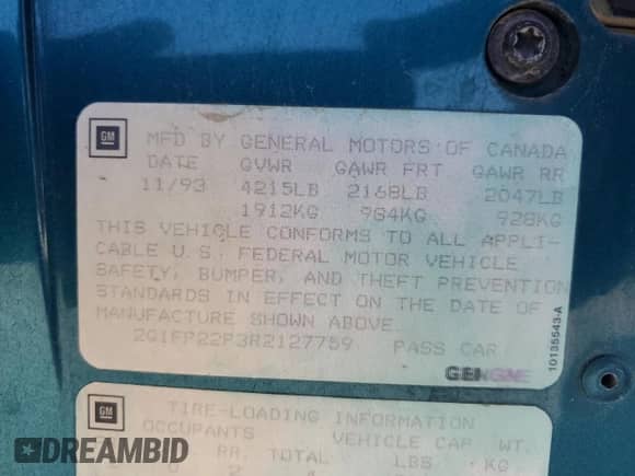 1994 Chevrolet Camaro Z28 z VIN 2G1FP22P3R2127759, wystawiony jako Copart lot #83844354 z przebiegiem 114 607 mil mil oraz Szkoda całkowita • Salvage title. Historia ofert i sprzedaży dostępna na DreamBid. Obrazek 12.