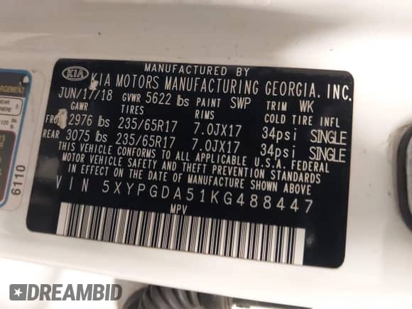 2019 Kia Sorento S с VIN 5XYPGDA51KG488447, выставлен на аукционе IAAI как лот 42574292 с пробегом 132 060 миль миль и . История ставок и продаж доступна на DreamBid. Изображение 9.