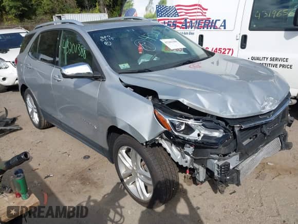 2019 Chevrolet Equinox Premier with VIN 3GNAXYEX5KS633276, listed as a IAAI auction lot 43201388 with 34,196 mi miles and . Bid and sale history available at DreamBid. Image 1.