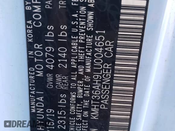 2020 Hyundai Veloster z VIN KMHT36AH9LU004651, wystawiony jako Copart lot #63702215 z przebiegiem 91 739 mil mil oraz Szkoda całkowita • Salvage title. Historia ofert i sprzedaży dostępna na DreamBid. Obrazek 13.