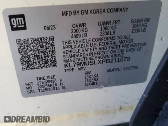 2023 Chevrolet TrailBlazer RS with VIN KL79MUSLXPB211079, listed as a Copart auction lot 71965265 with 42,775 mi miles and Salvage title. Bid and sale history available at DreamBid. Image 13.