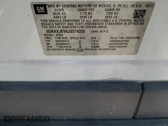 2018 Chevrolet Equinox LT z VIN 3GNAXJEV8JS574356, wystawiony jako Copart lot #81918365 z przebiegiem 144 567 mil mil oraz Szkoda całkowita • Salvage title. Historia ofert i sprzedaży dostępna na DreamBid. Obrazek 13.