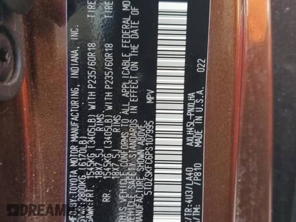 2023 Toyota Sienna Limited с VIN 5TDZSKFC6PS107995, выставлен на аукционе Copart как лот 68572515 с пробегом 26 262 миль миль и Списание • Salvage title. История ставок и продаж доступна на DreamBid. Изображение 13.