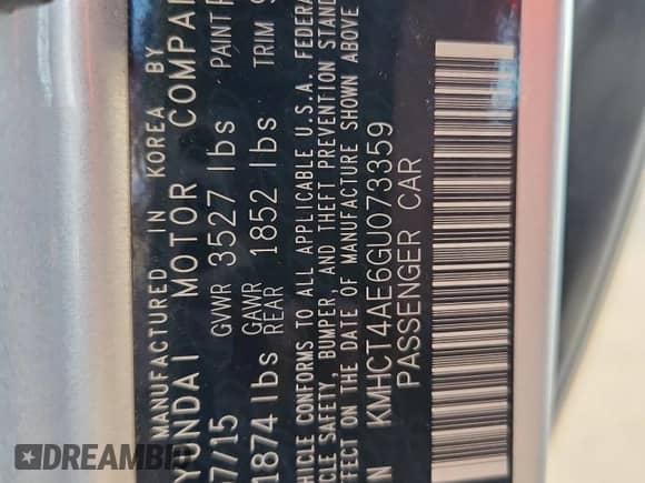 2016 Hyundai Accent SE с VIN KMHCT4AE6GU073359, выставлен на аукционе Copart как лот 86458525 с пробегом 59 558 миль миль и Списание • Salvage title. История ставок и продаж доступна на DreamBid. Изображение 13.