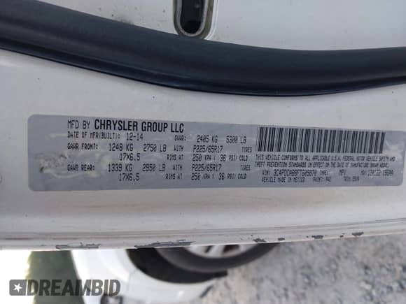 2015 Dodge Journey American Value z VIN 3C4PDCAB8FT605870, wystawiony jako IAAI lot #43035703 z przebiegiem 215 596 mil mil oraz . Historia ofert i sprzedaży dostępna na DreamBid. Obrazek 9.