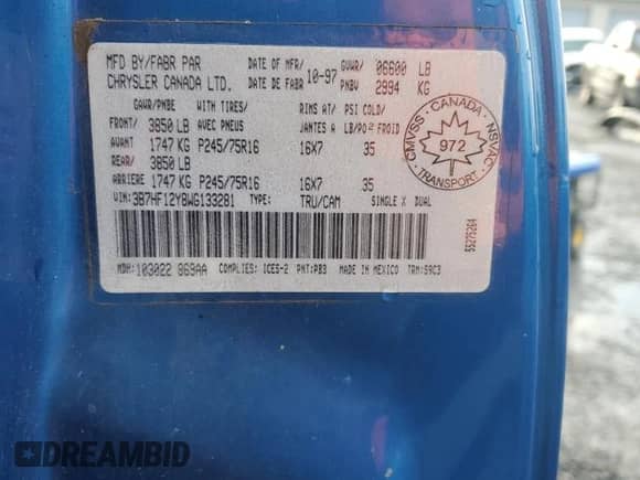 1998 Dodge 1500 с VIN 3B7HF12Y8WG133281, выставлен на аукционе Copart как лот 79898364 с пробегом 152 911 миль миль и Списание • Salvage title. История ставок и продаж доступна на DreamBid. Изображение 14.