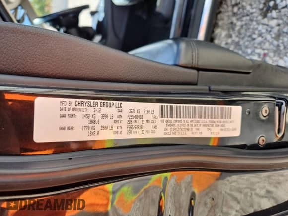 2012 Dodge Durango Crew with VIN 1C4SDJDT4CC286431, listed as a Copart auction lot 70442875 with 164,586 mi miles and Non repairable. Bid and sale history available at DreamBid. Image 14.